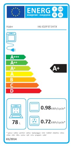 Haier H6 ID2P3T1HTX Horno Hidrolítico 78L, 9 Funciones, Display Táctil, Negro/Inox