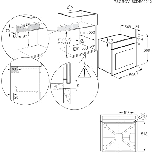 AEG TU5AB20WSK Horno Multifunción 72L, Aqua Clean, LED, Cocción Multinivel, Negro