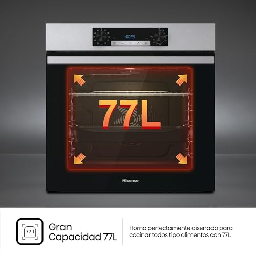 Hisense BI62216AXE2 Horno Hidrolítico 77L, 5 Cocción Simultánea, Guía Telescópica, Inox