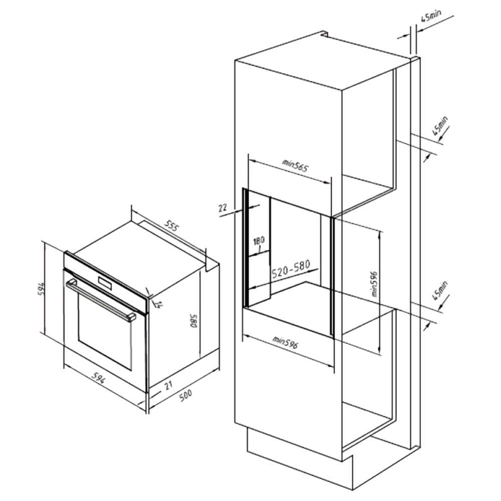 Cecotec Bolero Hexa C126000 Horno Integrable 77L, Steam Assist, EasyClean, Clase A, Inox