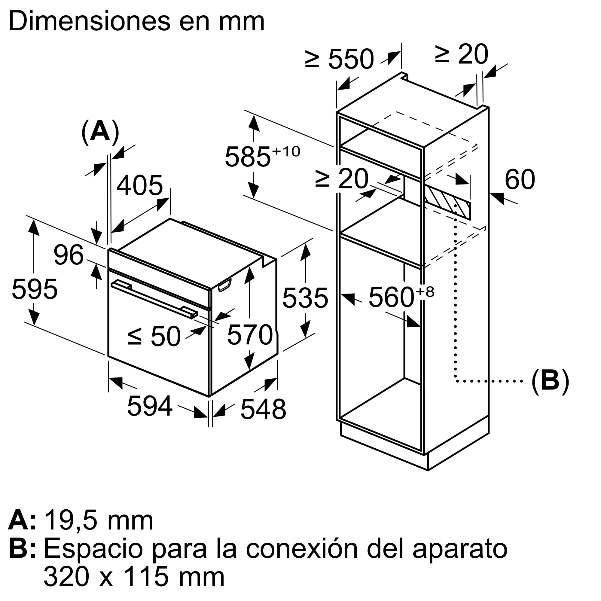 Bosch - Horno Multifunción Pirolítico, Serie 4, 60 cm. de ancho, Asistente de limpieza, Acero, HBA574ES3