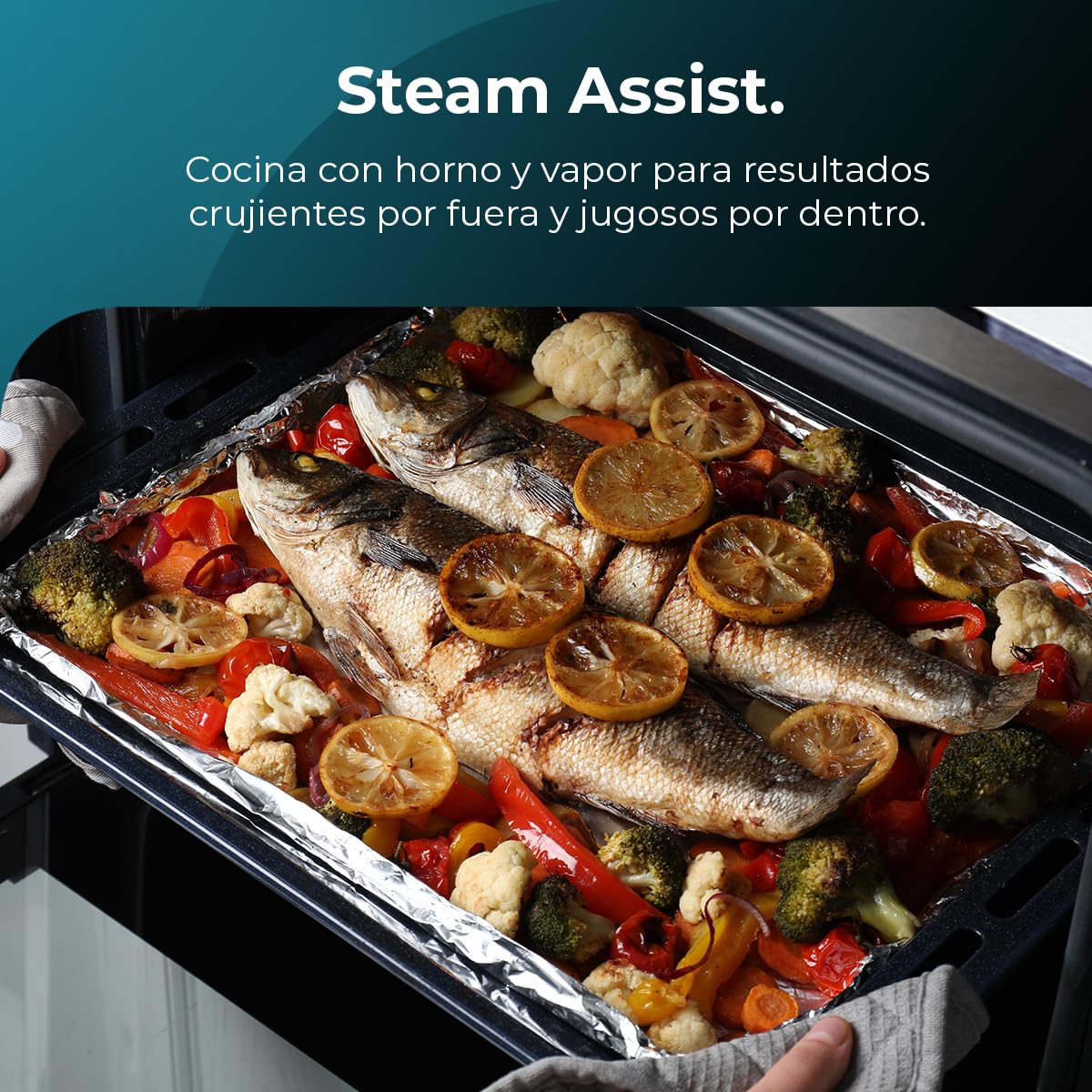 Cecotec Bolero Hexa C126000 Horno Integrable 77L, Steam Assist, EasyClean, Clase A, Inox