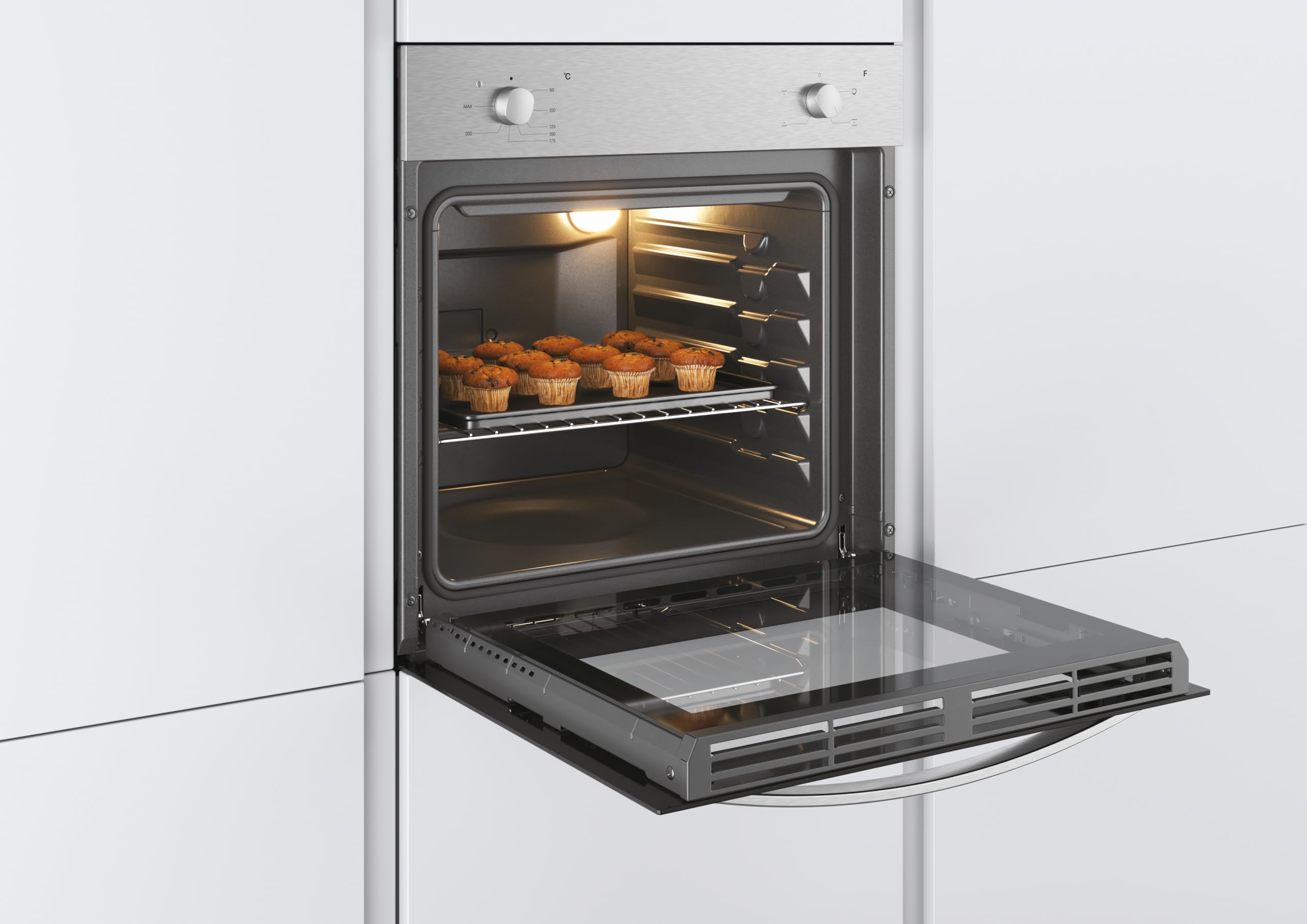 Candy Smart FCS 100 X/E Horno 70L, 4 Funciones, Doble Cristal, Clase A, Inox